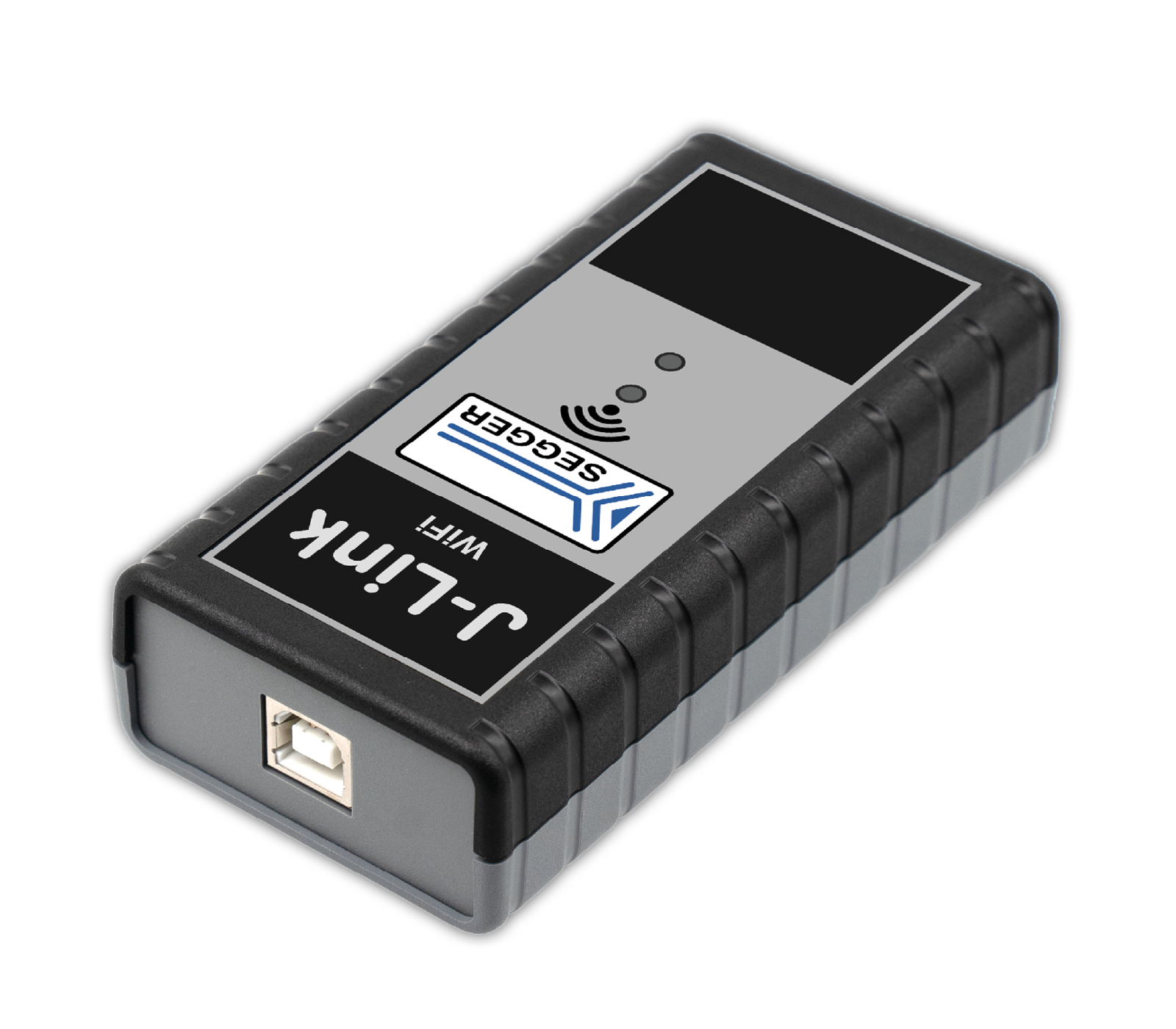 A rectangular device with a gray and black casing, featuring the text "J-Link WiFi" on the side and the Seagate logo. The device likely serves as a wireless connector for data transmission, equipped with a single USB port on one end.